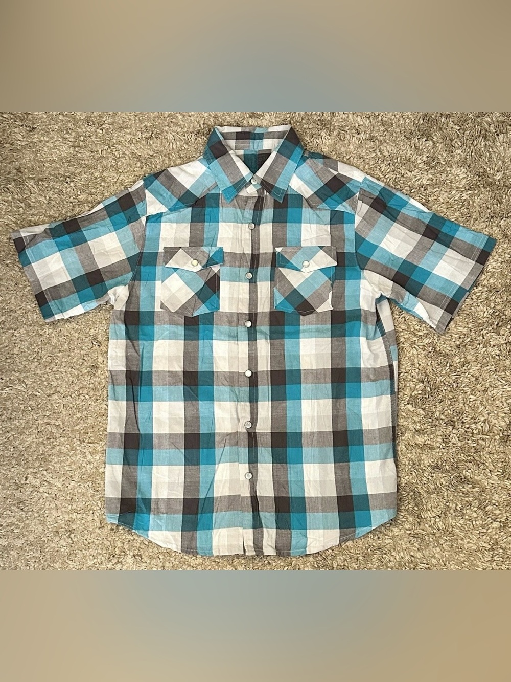 The Original Arizona Jean Co Youth L (14/16) Plaid S/S Collared Snap-Front Shirt